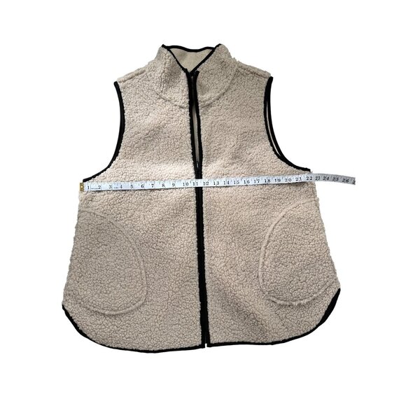 Habitat Beige Sherpa Fleece Reversible Allie Vest Zip-Up Pockets Women Size L - Picture 5 of 8